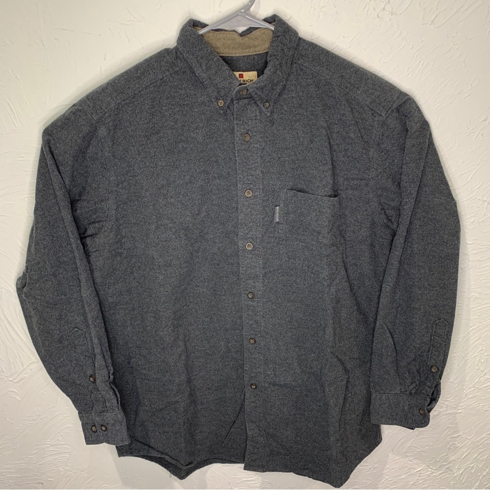 Woolrich Men's L/S Button Down Flannel Shirt Sz XL Charcoal Heather Grey Cotton